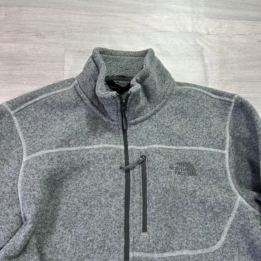 The North Face Jacket Mens Medium‎ Gray Fleece Windbreaker Full Zip Pockets